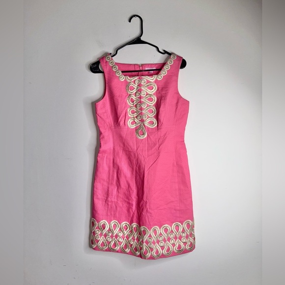 Lilly Pulitzer Pink Adelson Shift Gold Lace - Picture 2 of 9